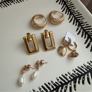 Gold and Pearl Earring Bundle